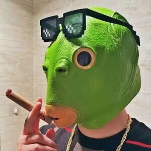 Green Fish Full Face Mask | Cosplay Party Headgear Set